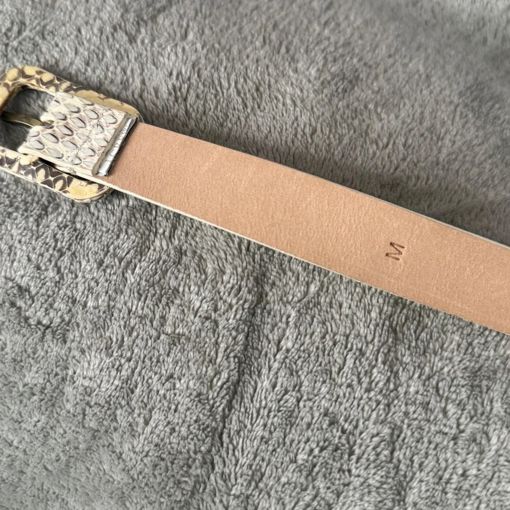 J.Crew Textured Skinny Leather Belt Women M Snakeskin Animal Print Office Preppy